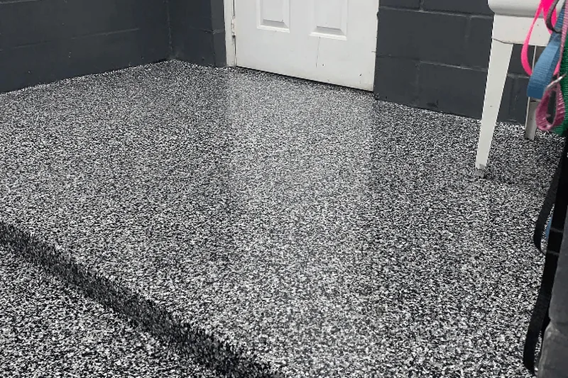 Flake epoxy garage floor in a metro Atlanta home