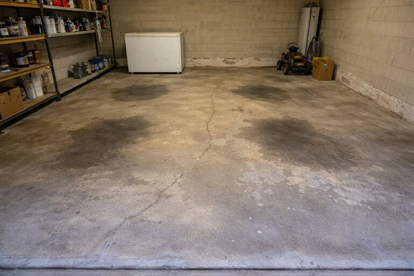 Bare concrete garage floor before epoxy coating in metro Atlanta
