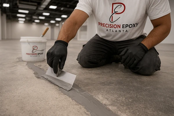 Surface preparation on commercial concrete floor in metro Atlanta