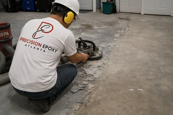 Stripping failed coating from concrete