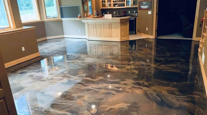 Metallic epoxy floor in a metro Atlanta living space