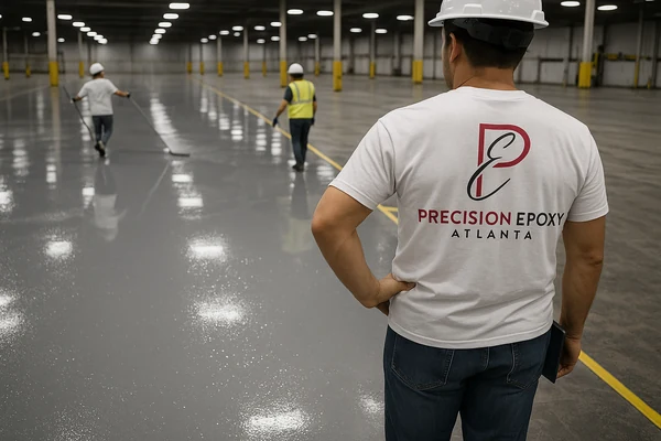 Industrial epoxy system application with safety markings