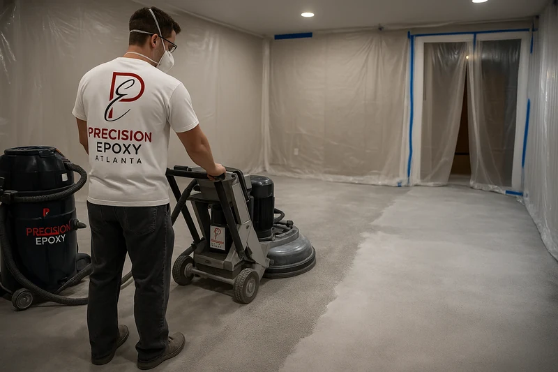 Diamond grinding residential concrete floor metro Atlanta